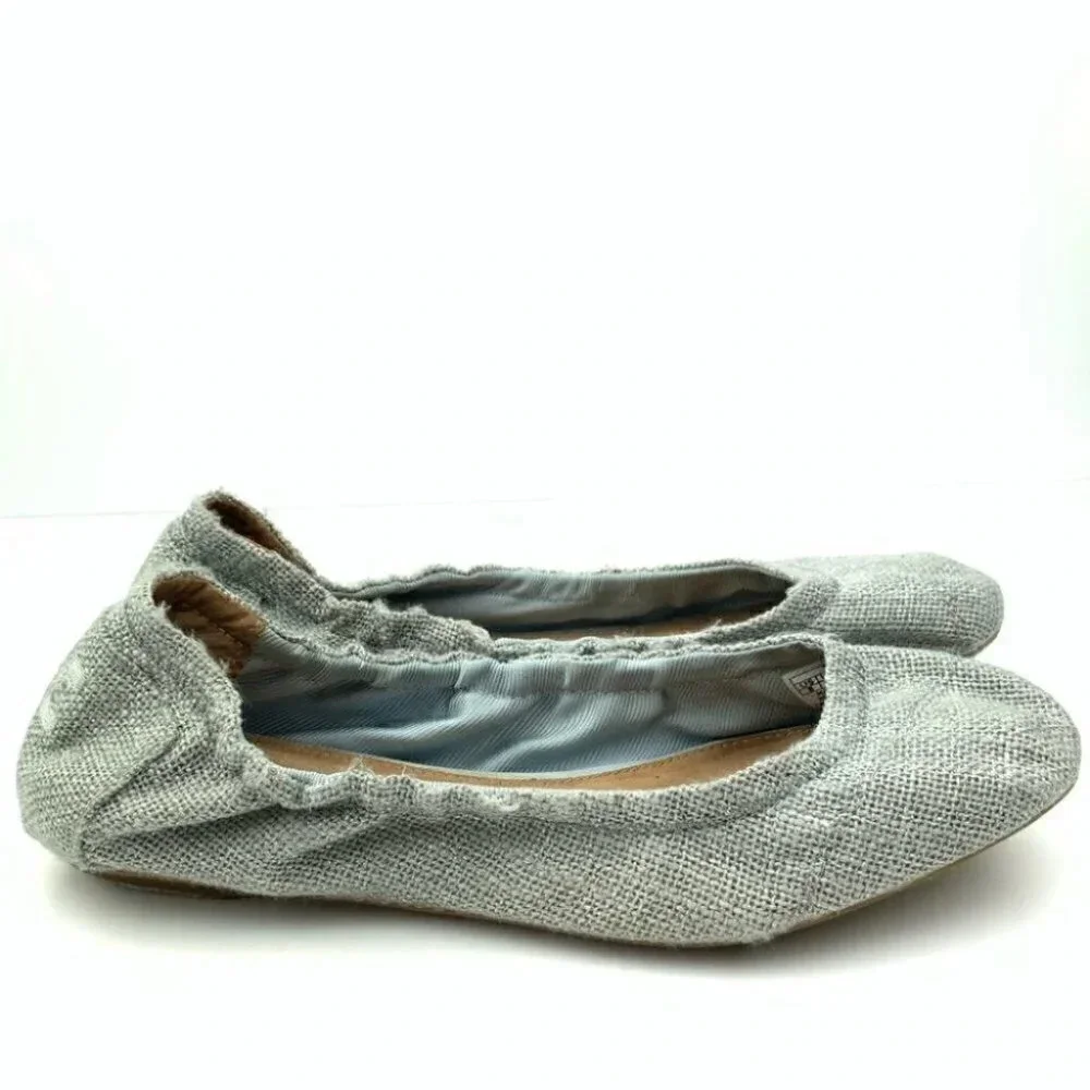 Toms flats sz 8 38.5 blue silver metallic ballet